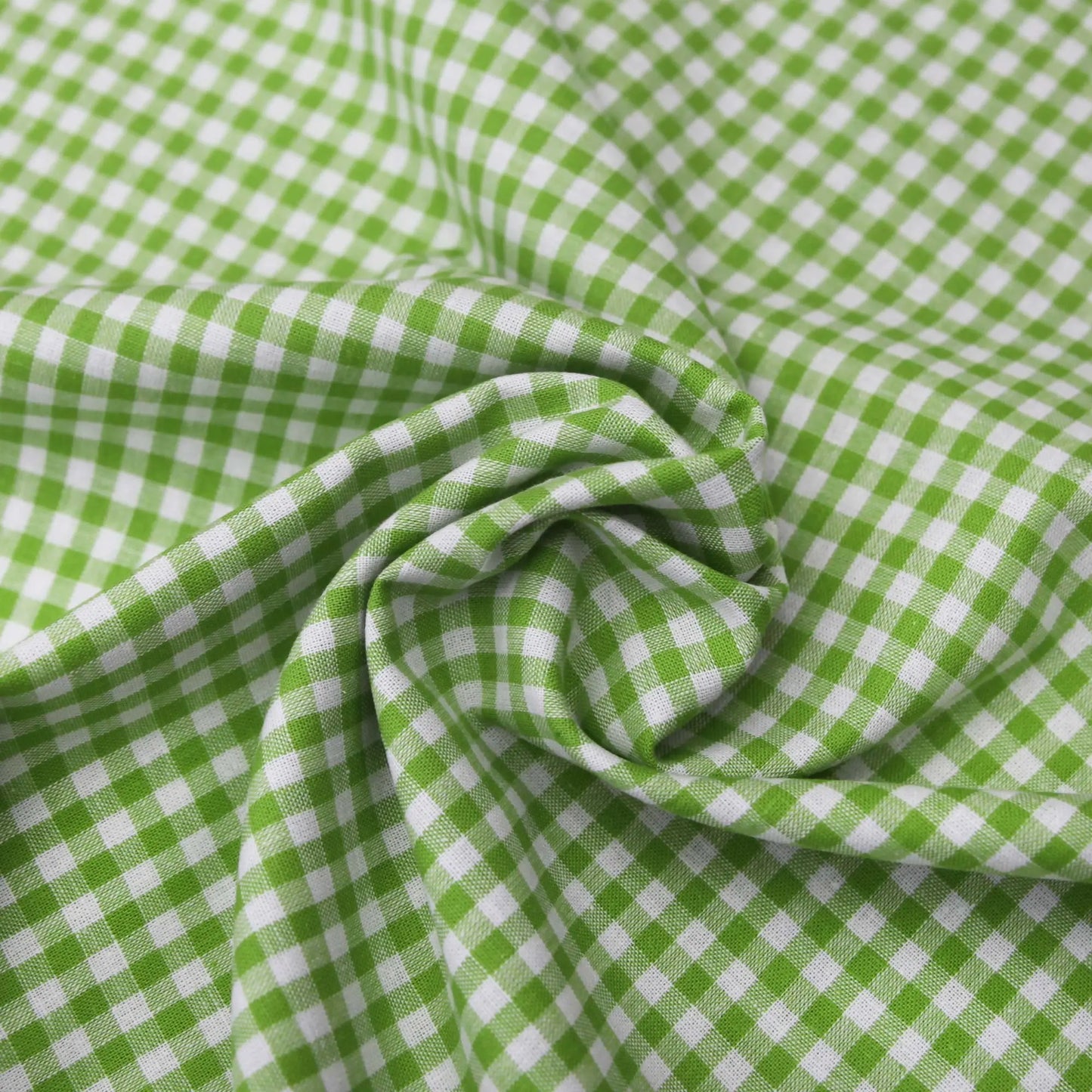 Baumwollstoff kariert / Popeline "0,5 cm weiß/lime grün Stoffe Kudellino