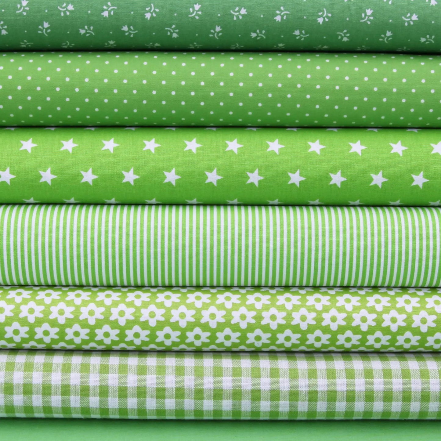 Baumwollstoff kariert / Popeline "0,5 cm weiß/lime grün Stoffe Kudellino
