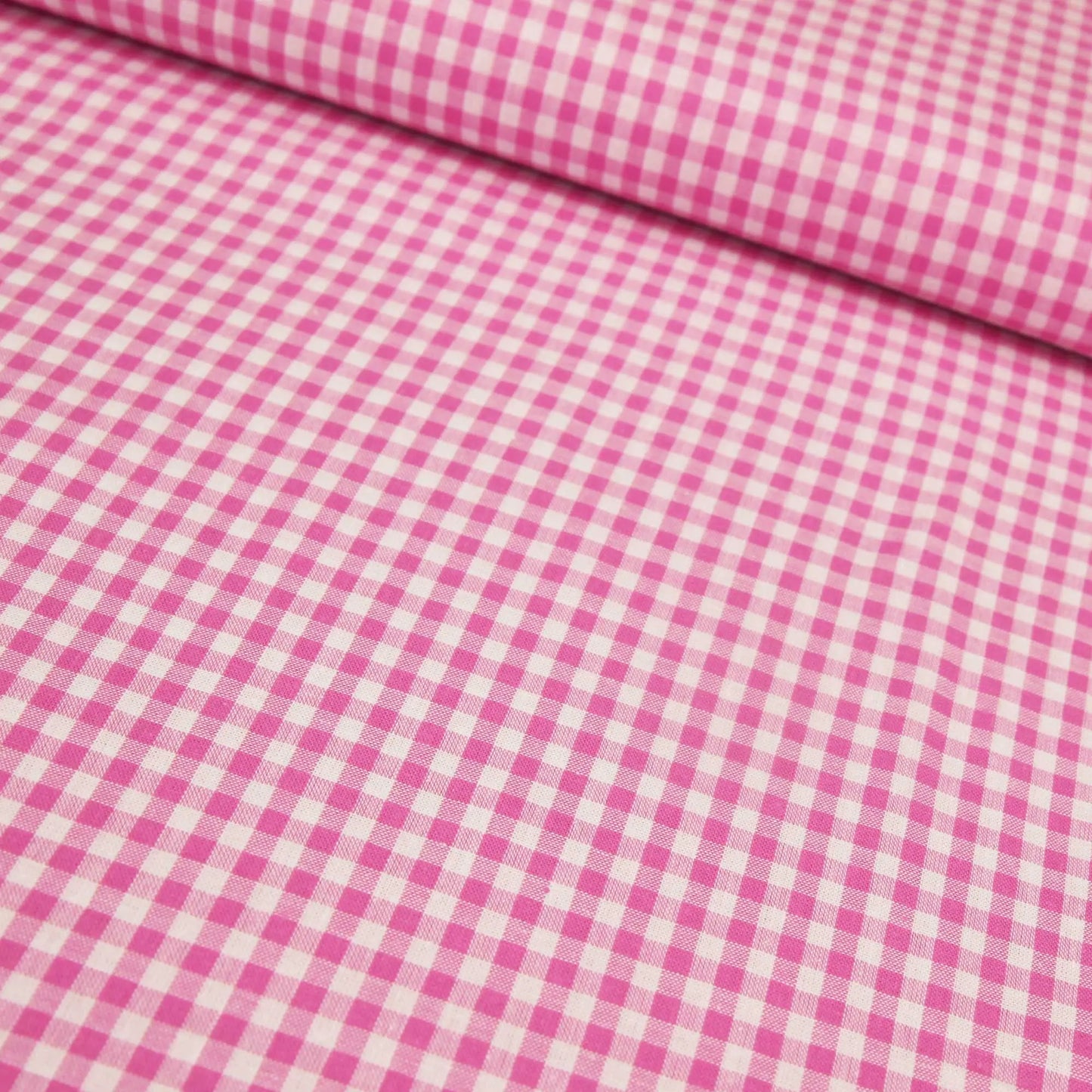 Baumwollstoff kariert / Popeline "0,5 cm weiß/rosa pink Stoffe Kudellino