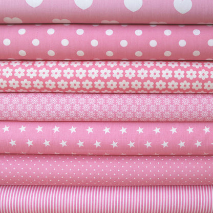 Baumwollstoff mit Sternen / Popeline " 1 cm weiße Sterne auf rosa" - Patchwork 100% Baumwolle babyrosa - Stoffe Kudellino
