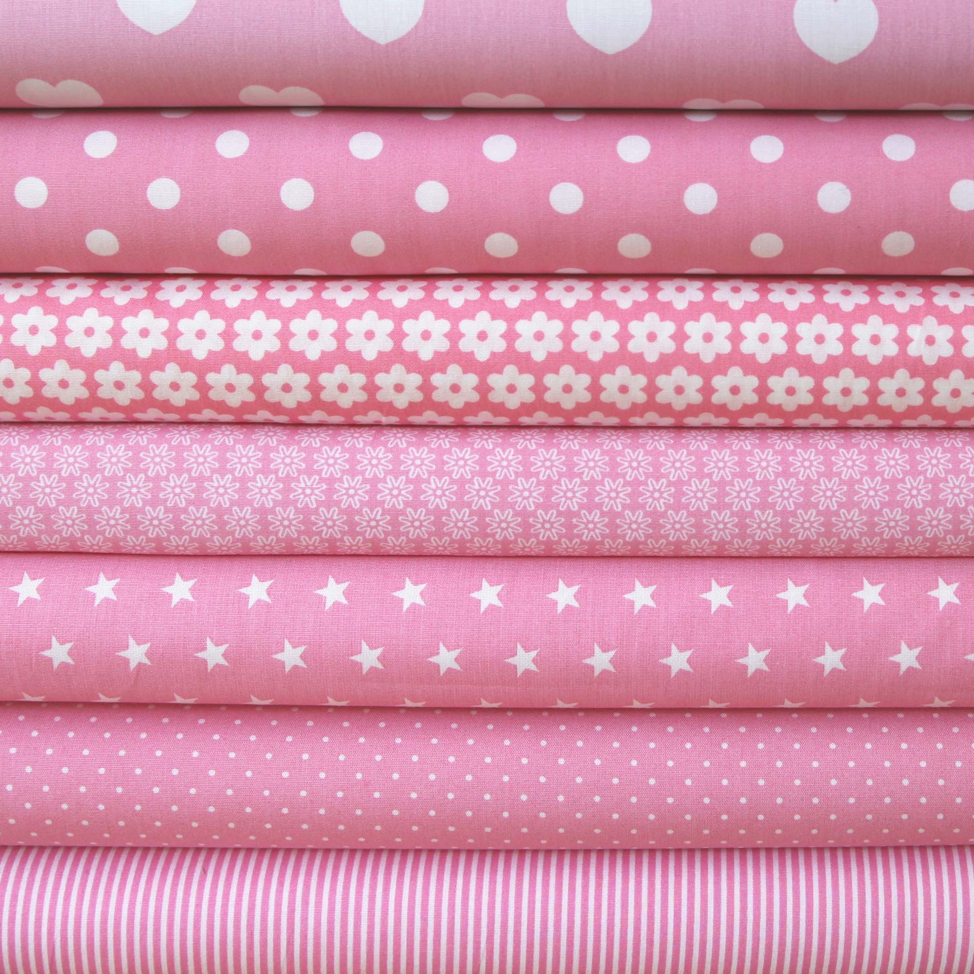 Baumwollstoff mit Linien / Popeline " 0,2 cm schmale weiße Streifen auf rosa" - Patchwork 100% Baumwolle babyrosa - Stoffe Kudellino