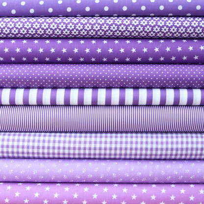 Baumwollstoff mit breiten Linien / Popeline " 1,0 cm breite Streifen auf violett" - Patchwork 100% Baumwolle lila - Stoffe Kudellino
