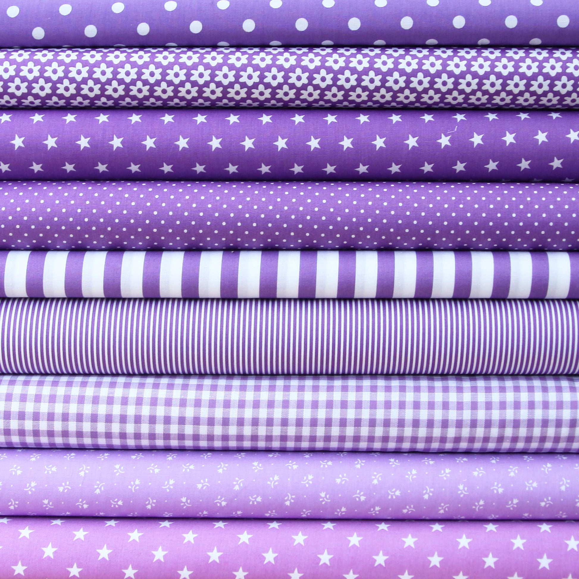 Baumwollstoff mit breiten Linien / Popeline " 1,0 cm breite Streifen auf violett" - Patchwork 100% Baumwolle lila - Stoffe Kudellino