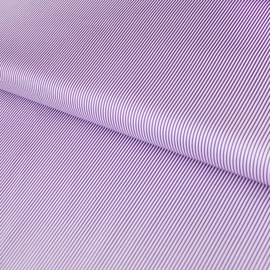 Baumwollstoff mit Linien / Popeline " 0,2 cm schmale weiße Streifen auf violett" - Patchwork 100% Baumwolle lila - Stoffe Kudellino