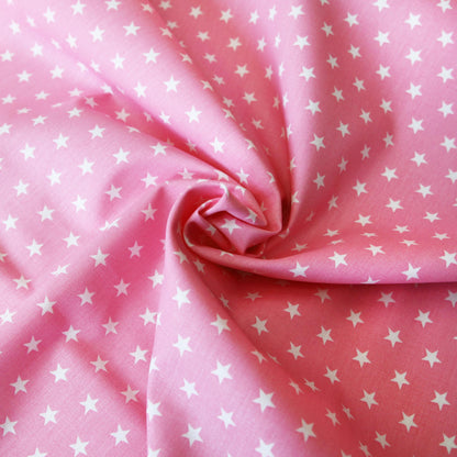 Baumwollstoff mit Sternen / Popeline " 1 cm weiße Sterne auf rosa" - Patchwork 100% Baumwolle babyrosa - Stoffe Kudellino
