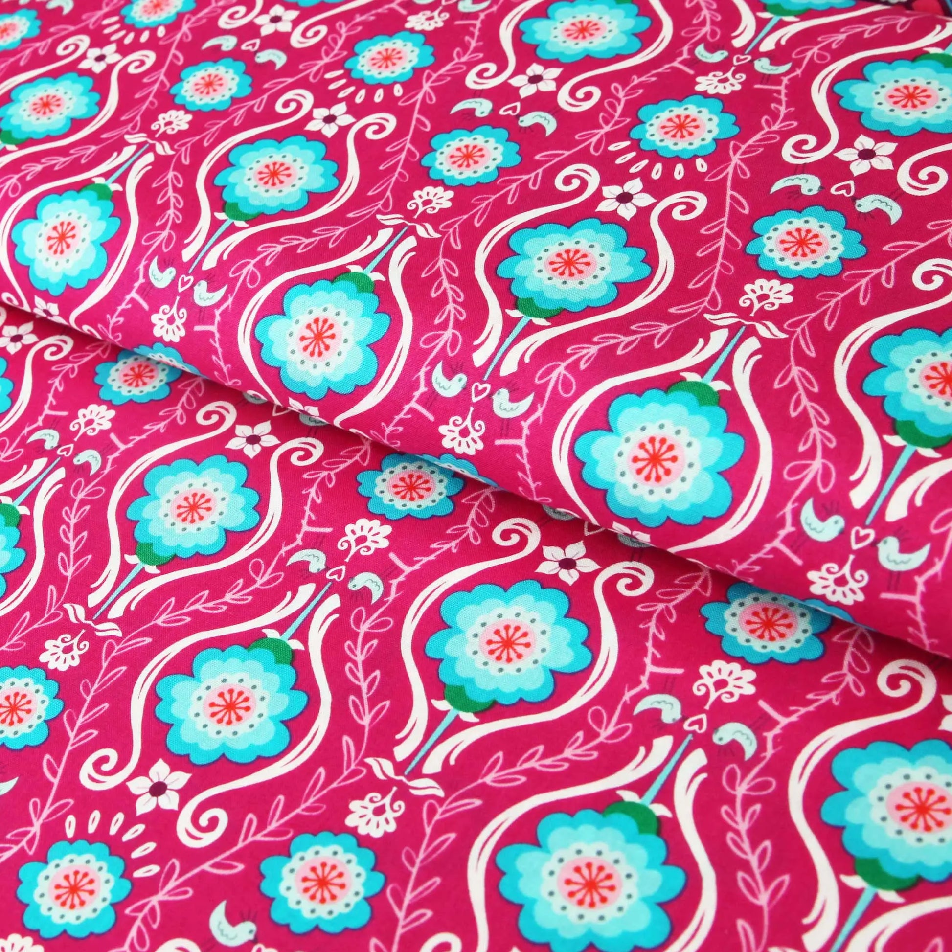 Pink Stoff Baumwolle Floral Trachtenstoff Baumwolle Blümchen