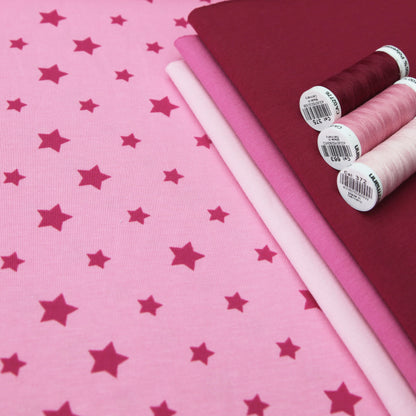 Baumwolljersey "Sterne groß und klein" - Jersey Stoff rosa fuchsiaJersey BedrucktStoffe KudellinoStoffe Kudellino