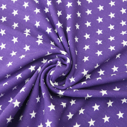 Baumwolljersey "weiße 1cm Sterne auf violett" - Jersey Stoff SterneJersey BedrucktStoffe Kudellino