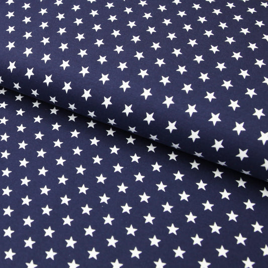 Baumwolljersey "weiße 1cm Sterne auf marineblau" - Jersey Stoff - Stoffe Kudellino