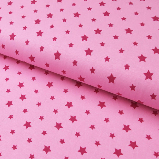 Baumwolljersey "Sterne groß und klein" - Jersey Stoff rosa fuchsia - Stoffe Kudellino