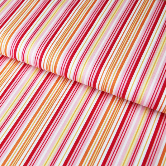 Baumwollstoff "bunte Streifen" von Riley Blake - Baumwolle rosa, rot, orange, gelb - Stoffe Kudellino