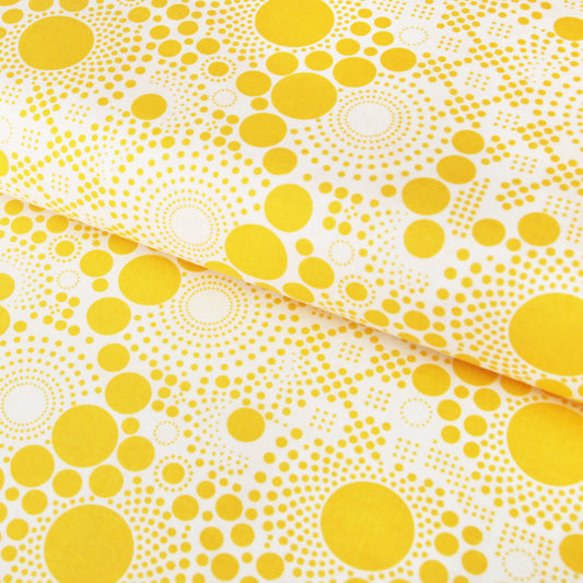 Baumwollstoff "gelbe Kreise Hipster" von Riley Blake Designs - Patchwork Baumwolle weiß gelb - Stoffe Kudellino