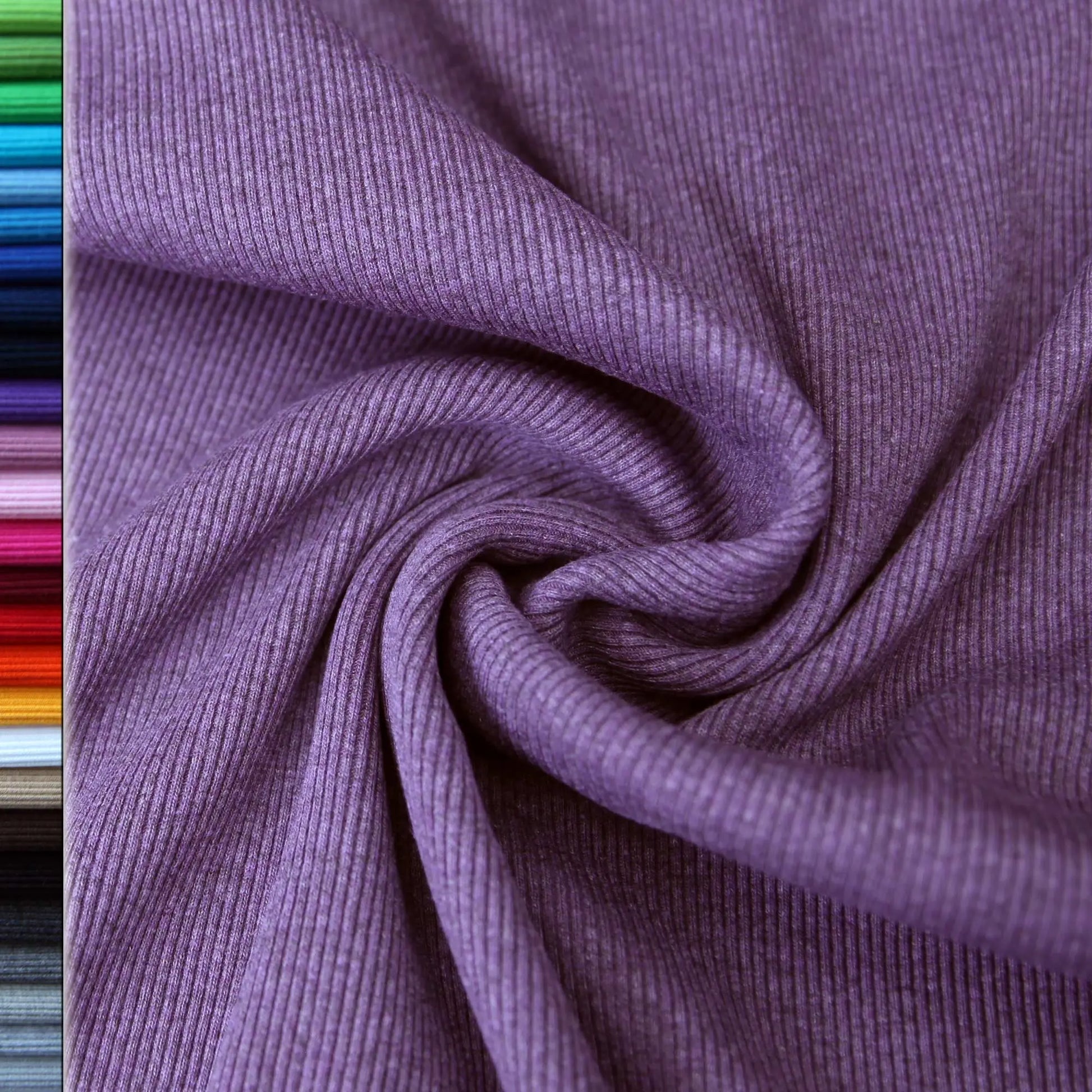 Bündchenstoff RIPPE Violett Lila Meliert Melange - Extrabreit  Stoffe Kudellino