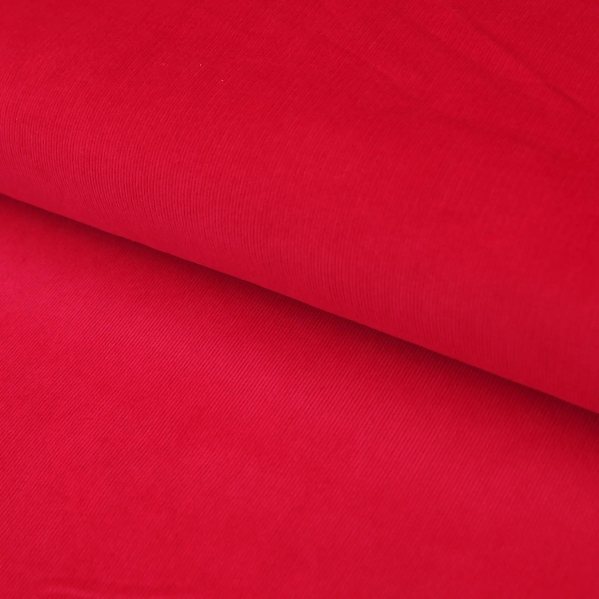 Roter Baumwoll-Babycord Feincord Stoff, weich, feine Rippenstruktur, Stoffe-Kudellino Sale.