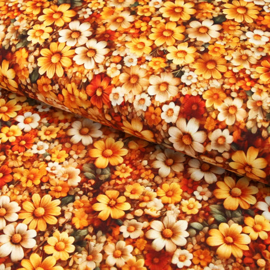 Baumwolljersey "Margeriten" - Jersey Stoff in Gelb Nuancen  Stoffe Kudellino