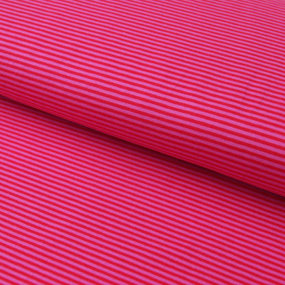 Baumwolljersey "Streifen 2mm in fuchsia und rot" - Jerseystoff - Stoffe Kudellino - Bündchenstoffe, Jersey Stoffe und mehr...