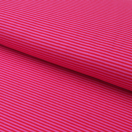 Baumwolljersey "Streifen 2mm in fuchsia und rot" - Jerseystoff - Stoffe Kudellino - Bündchenstoffe, Jersey Stoffe und mehr...