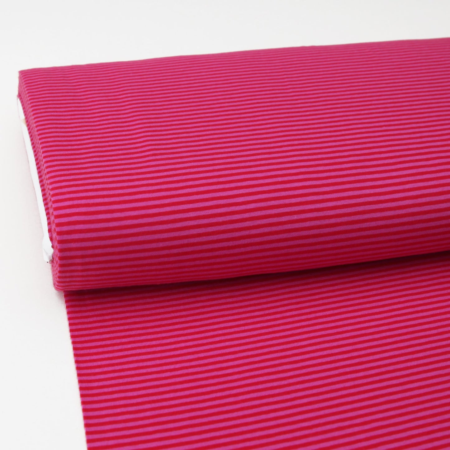 Baumwolljersey "Streifen 2mm in fuchsia und rot" - Jerseystoff - Stoffe Kudellino - Bündchenstoffe, Jersey Stoffe und mehr...