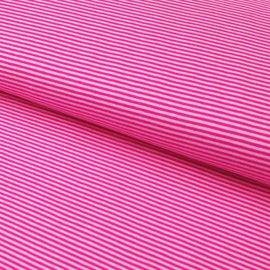 Baumwolljersey "Streifen 2mm" - Jersey Stoff fuchsia rosa - Stoffe Kudellino - Bündchenstoffe, Jersey Stoffe und mehr...