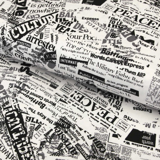 Baumwolljersey "Zeitschrift-Zeitung" - Jersey Stoff mit Newspaper Muster  Stoffe Kudellino