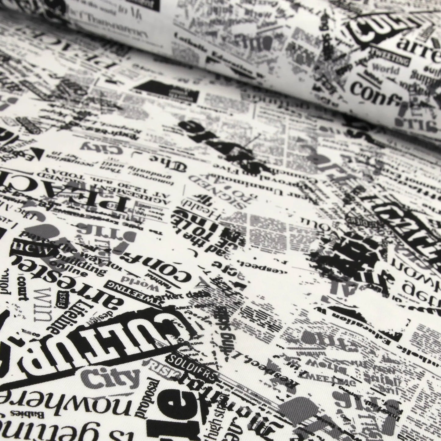 Baumwolljersey "Zeitschrift-Zeitung" - Jersey Stoff mit Newspaper Muster  Stoffe Kudellino