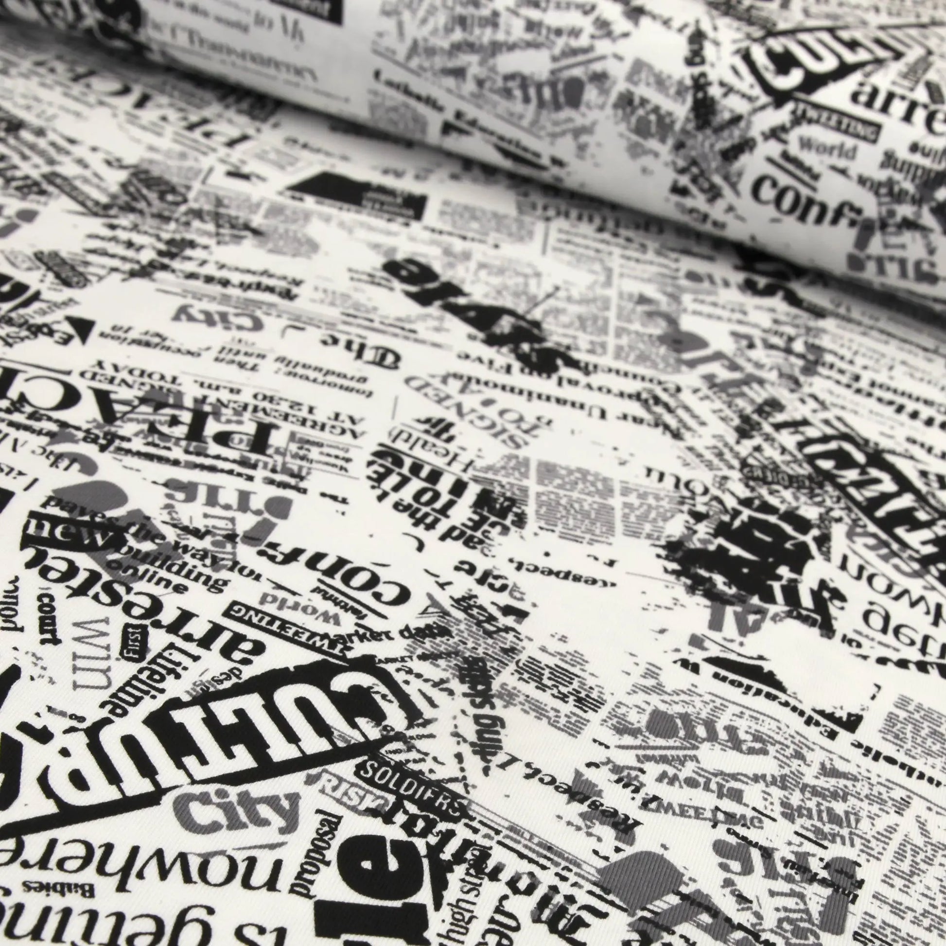 Baumwolljersey "Zeitschrift-Zeitung" - Jersey Stoff mit Newspaper Muster  Stoffe Kudellino