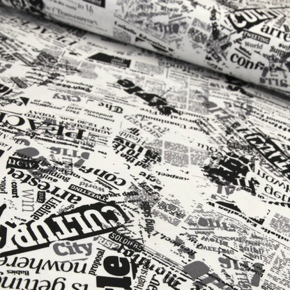 Baumwolljersey "Zeitschrift-Zeitung" - Jersey Stoff mit Newspaper Muster  Stoffe Kudellino