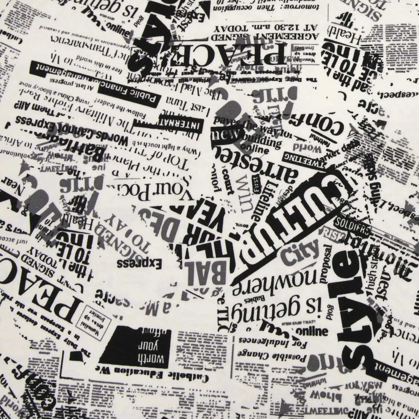 Baumwolljersey "Zeitschrift-Zeitung" - Jersey Stoff mit Newspaper Muster  Stoffe Kudellino