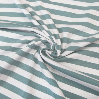 Meterware Gestreifter Jersey Stoff Jerseystoff Gestreift Rauchmint