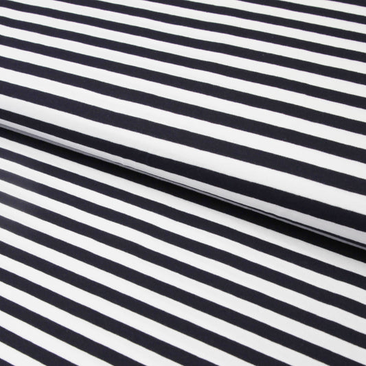 Baumwolljersey "gestreift marine weiß 1cm" -  Jersey Stoff StreifenJersey BedrucktStoffe Kudellino