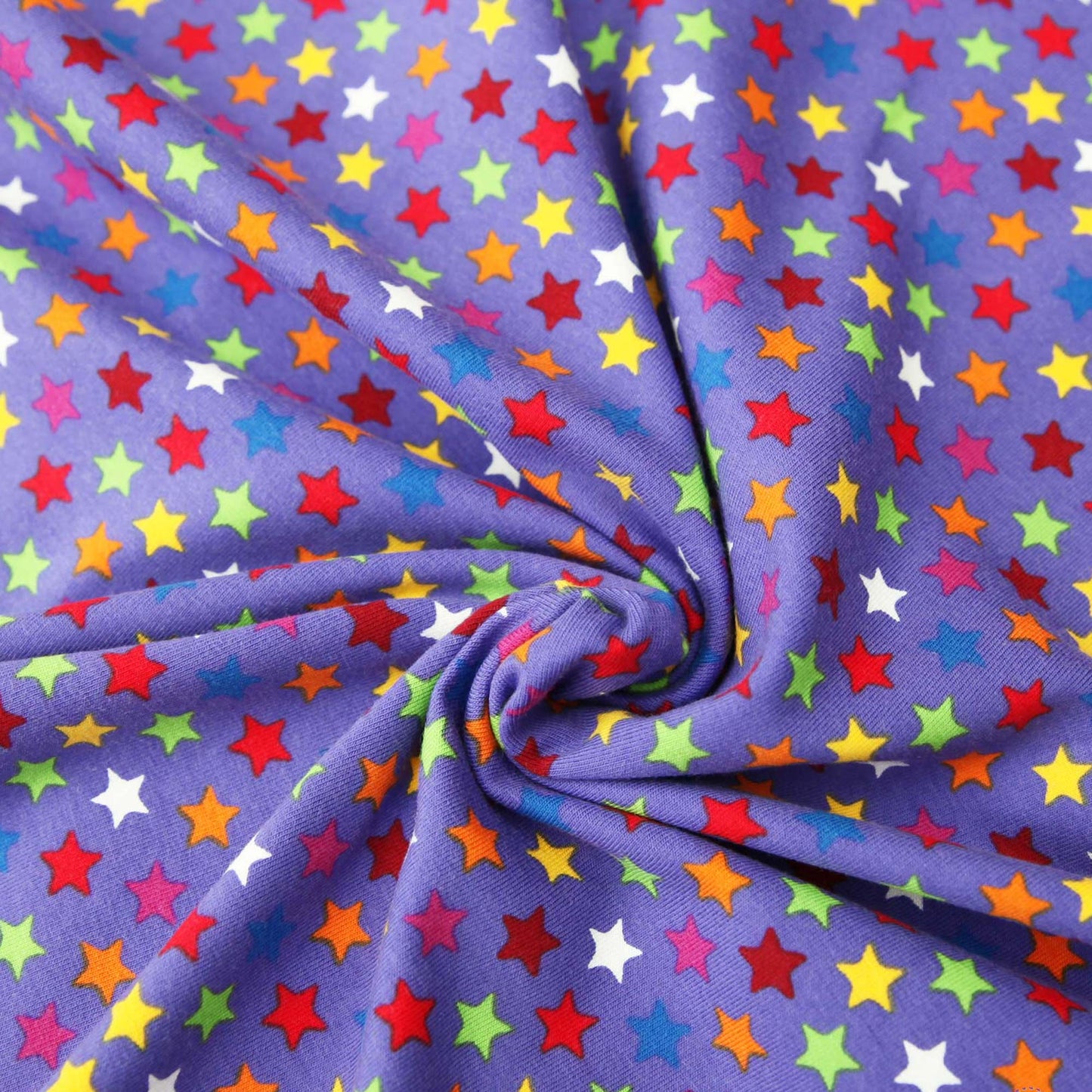 Baumwolljersey "kleine bunte Sterne auf violett" -  Jersey Stoff - Stoffe Kudellino