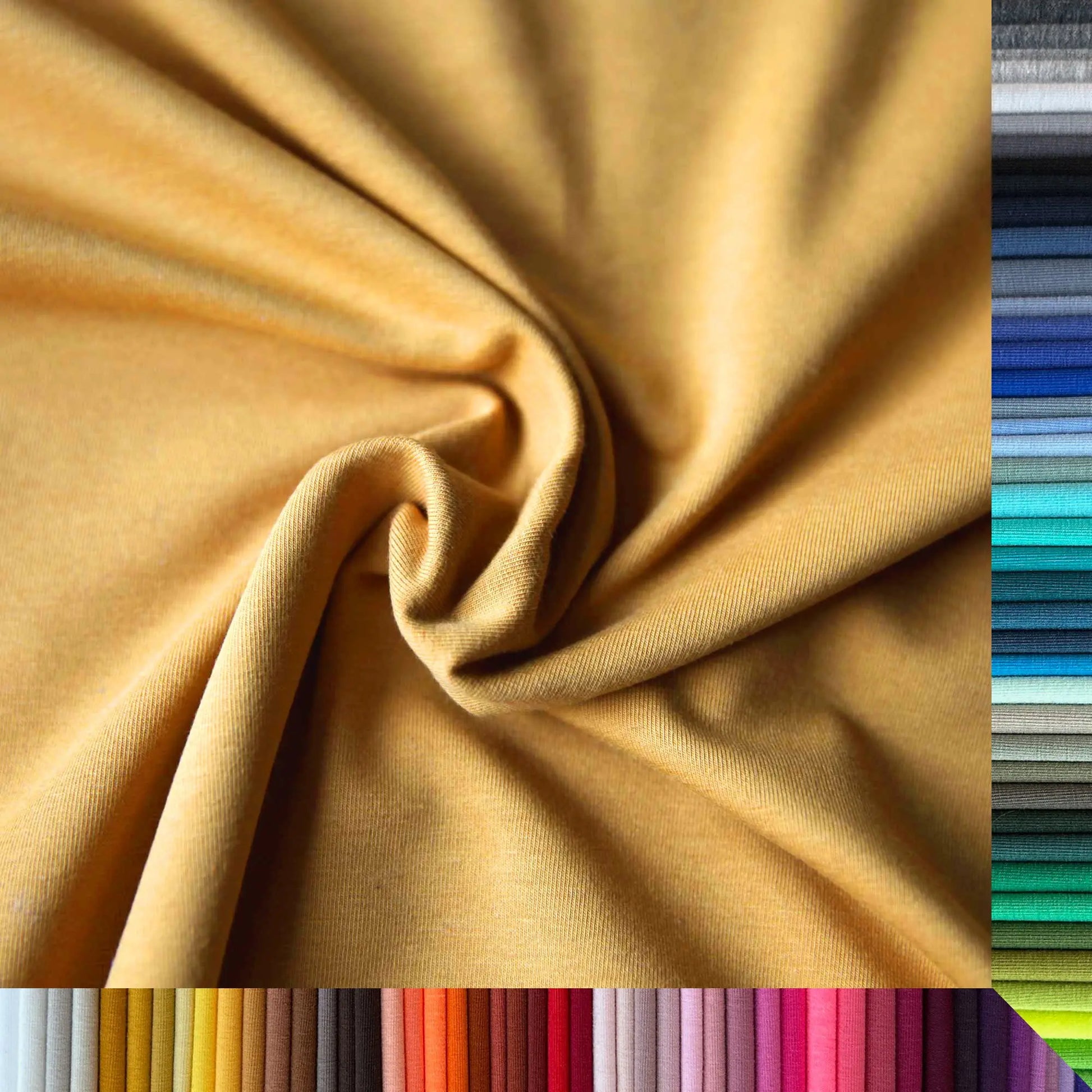 Jerseystoff UNI Ocre Gold Caramel  Stoffe Kudellino
