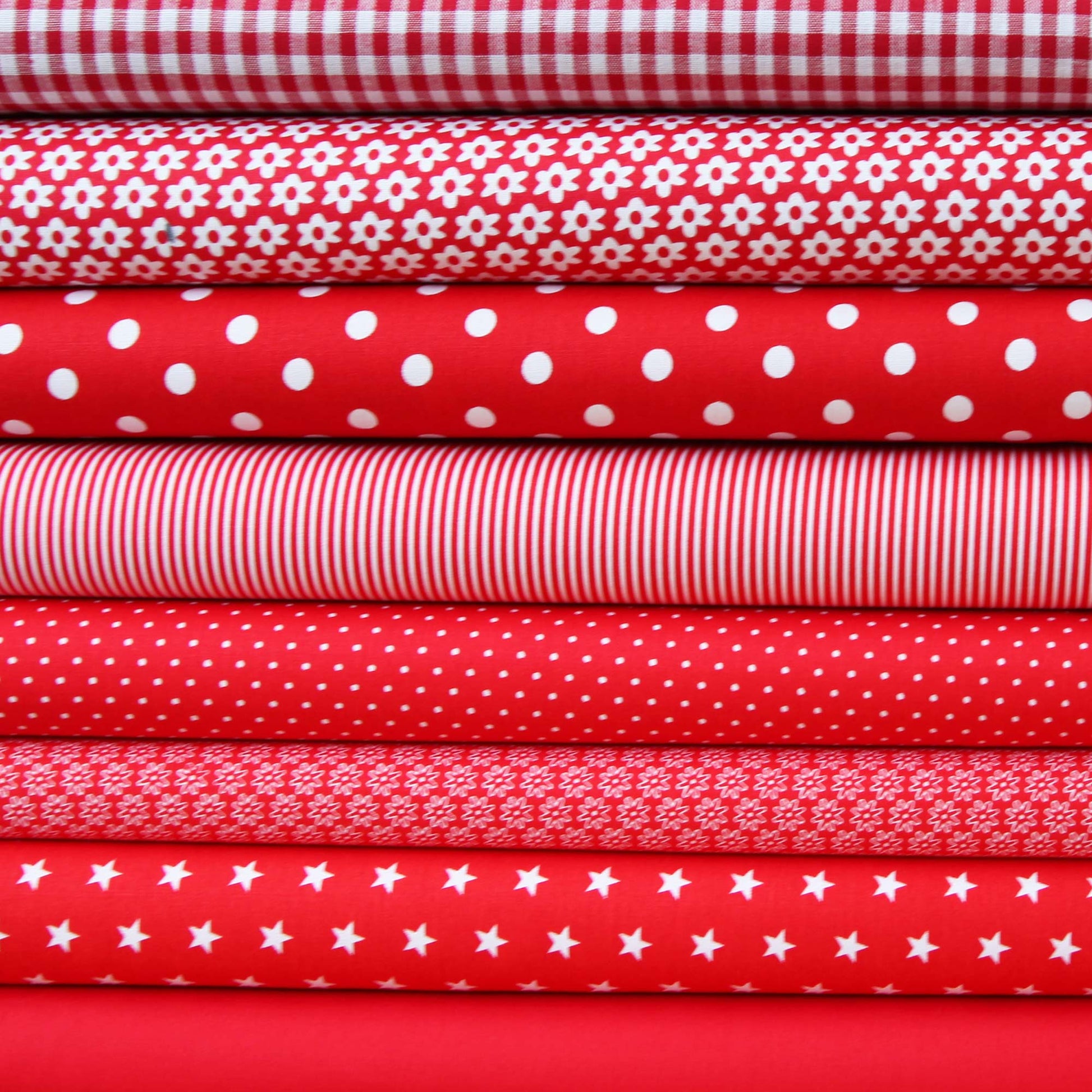 Baumwoll Popeline Tupfen – Weiße Tupfen auf Roten Baumwollstoff