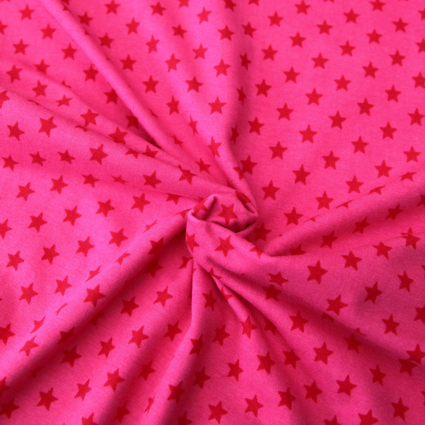 Baumwolljersey "rote 1cm Sterne auf  Jerseysfuchsia" - Jersey Stoff in pink