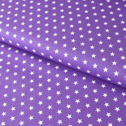 Baumwollstoff mit Sternen / Popeline " 1 cm weiße Sterne auf violett" - Patchwork 100% Baumwolle lila - Stoffe Kudellino