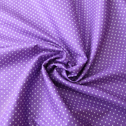 Baumwollstoff mit Tupfen / Popeline " 0,2 cm weiße Tupfen auf violett" - Patchwork 100% Baumwolle lila - Stoffe Kudellino